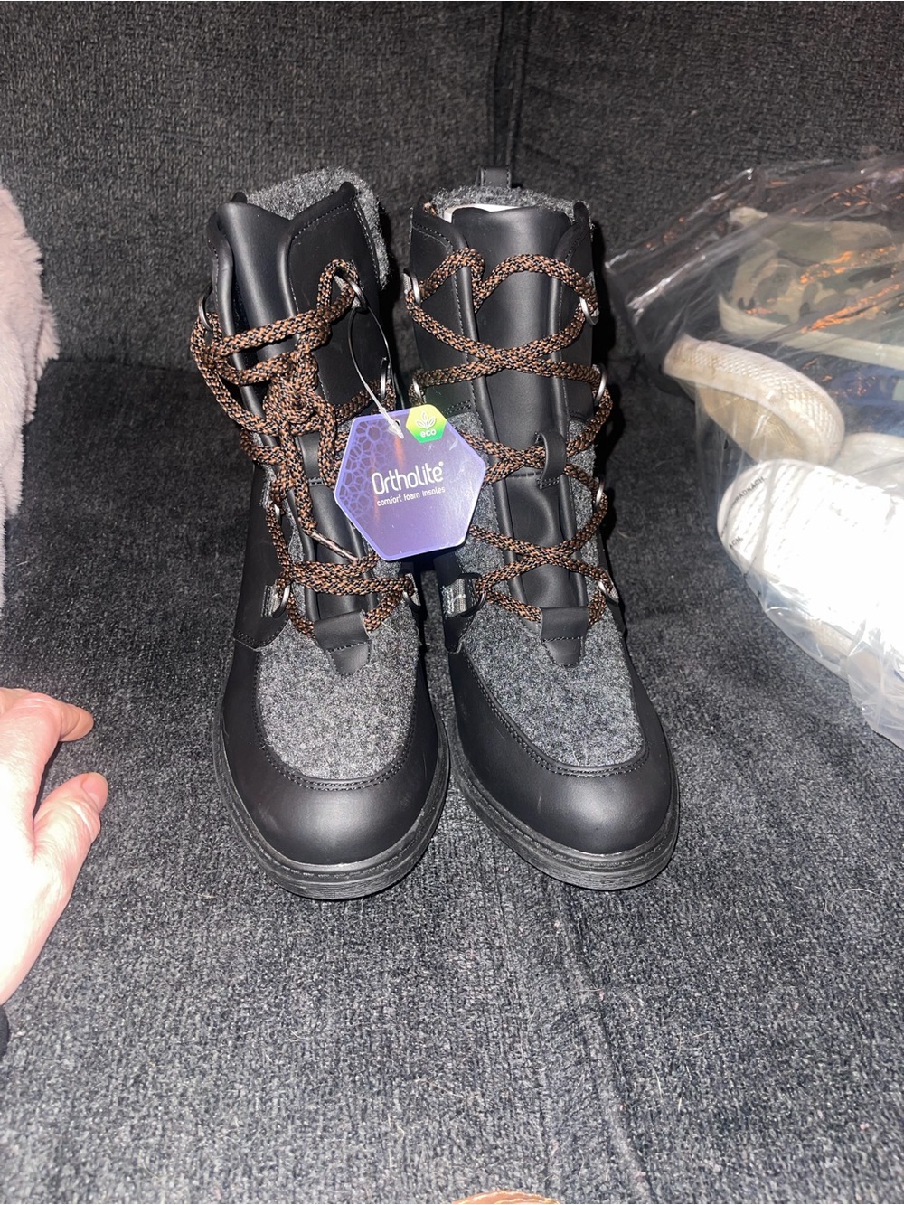 Ortholite Women’s Black and Gray Winter Boots with Comfort